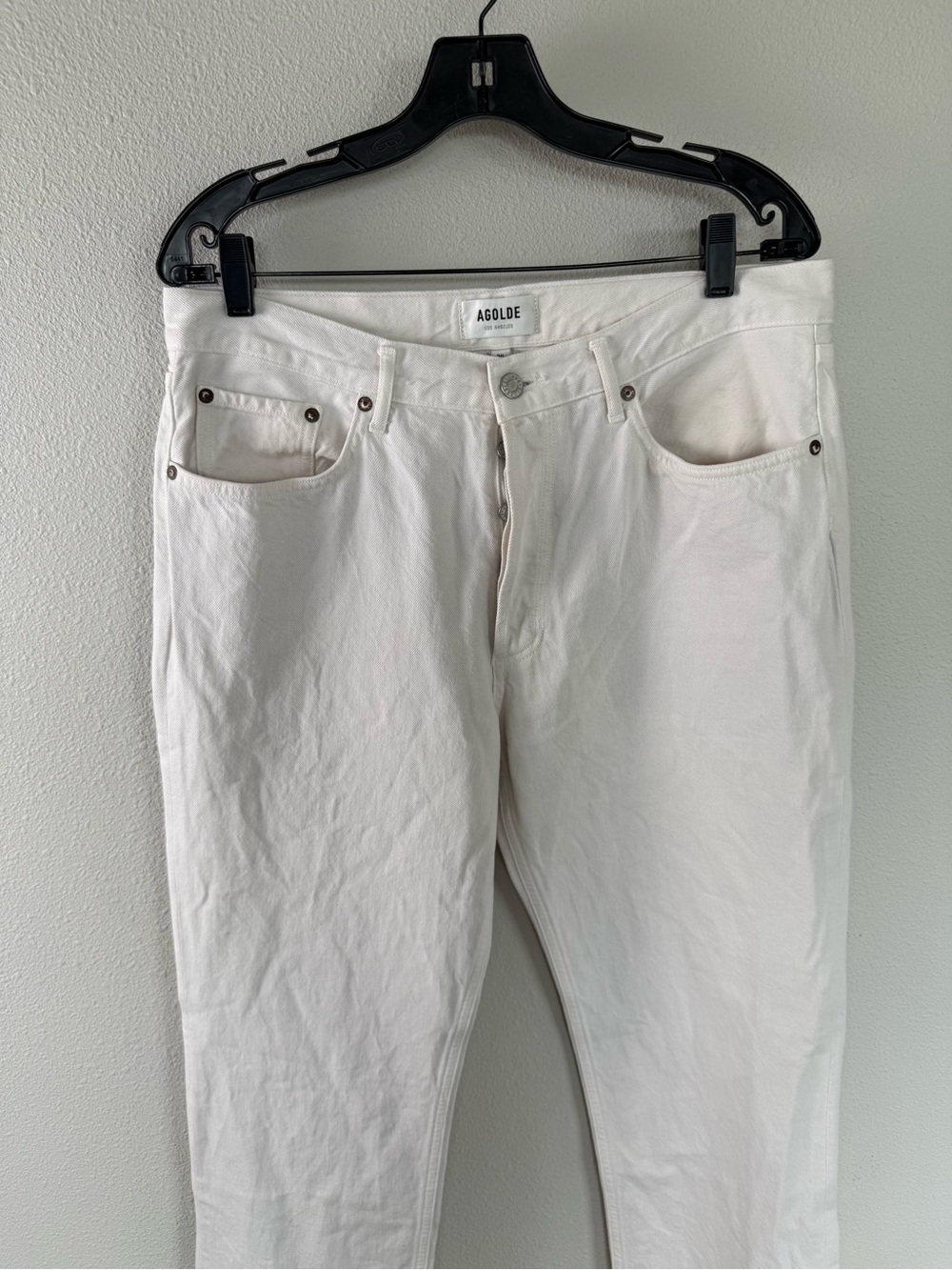 AGOLDE Lana Mid Rise Full Length Straight Leg Jean Drum Off White Denim Women 30 - Picture 4 of 11